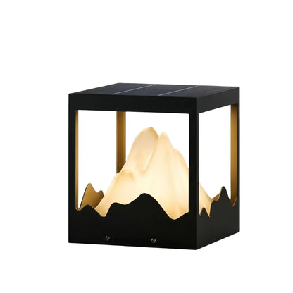 Nuvlight Metal Outdoor Path Lamp - Black Square Mountain Shape Garden/Pillar Lights