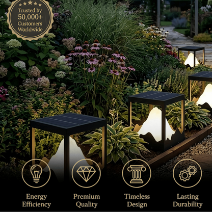 Lunara Designer Metal Outdoor Path Lamp - Black Square Mountain Shape Garden/Pillar Lights