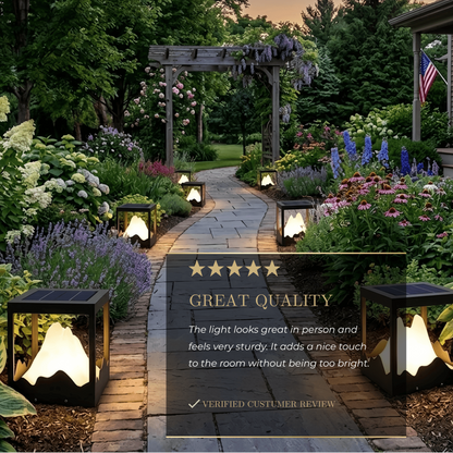 Lunara Designer Metal Outdoor Path Lamp - Black Square Mountain Shape Garden/Pillar Lights