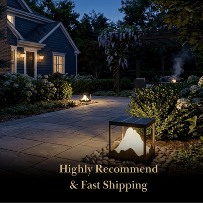 Lunara Designer Metal Outdoor Path Lamp - Black Square Mountain Shape Garden/Pillar Lights