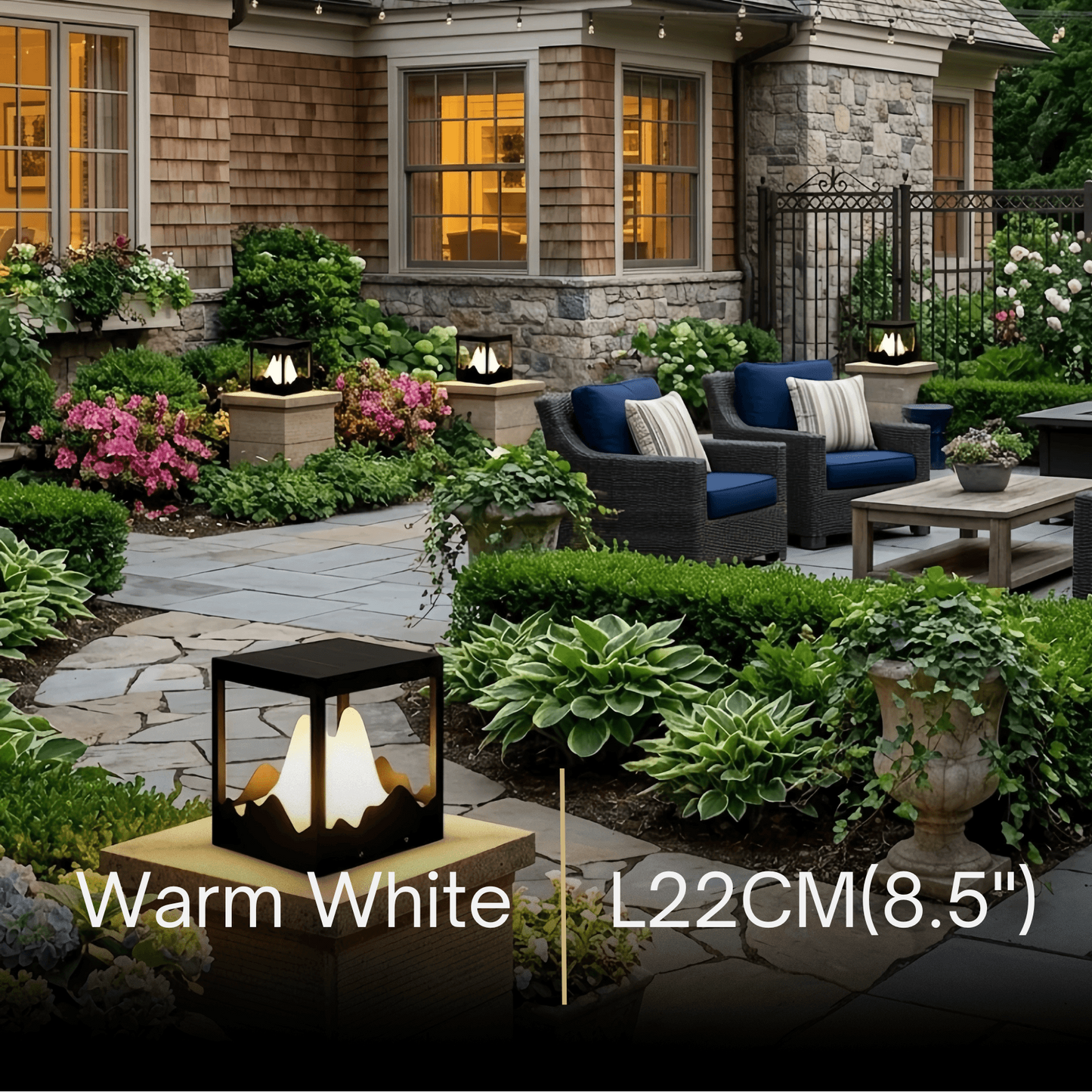 Lunara Designer Metal Outdoor Path Lamp - Black Square Mountain Shape Garden/Pillar Lights
