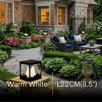 Lunara Designer Metal Outdoor Path Lamp - Black Square Mountain Shape Garden/Pillar Lights