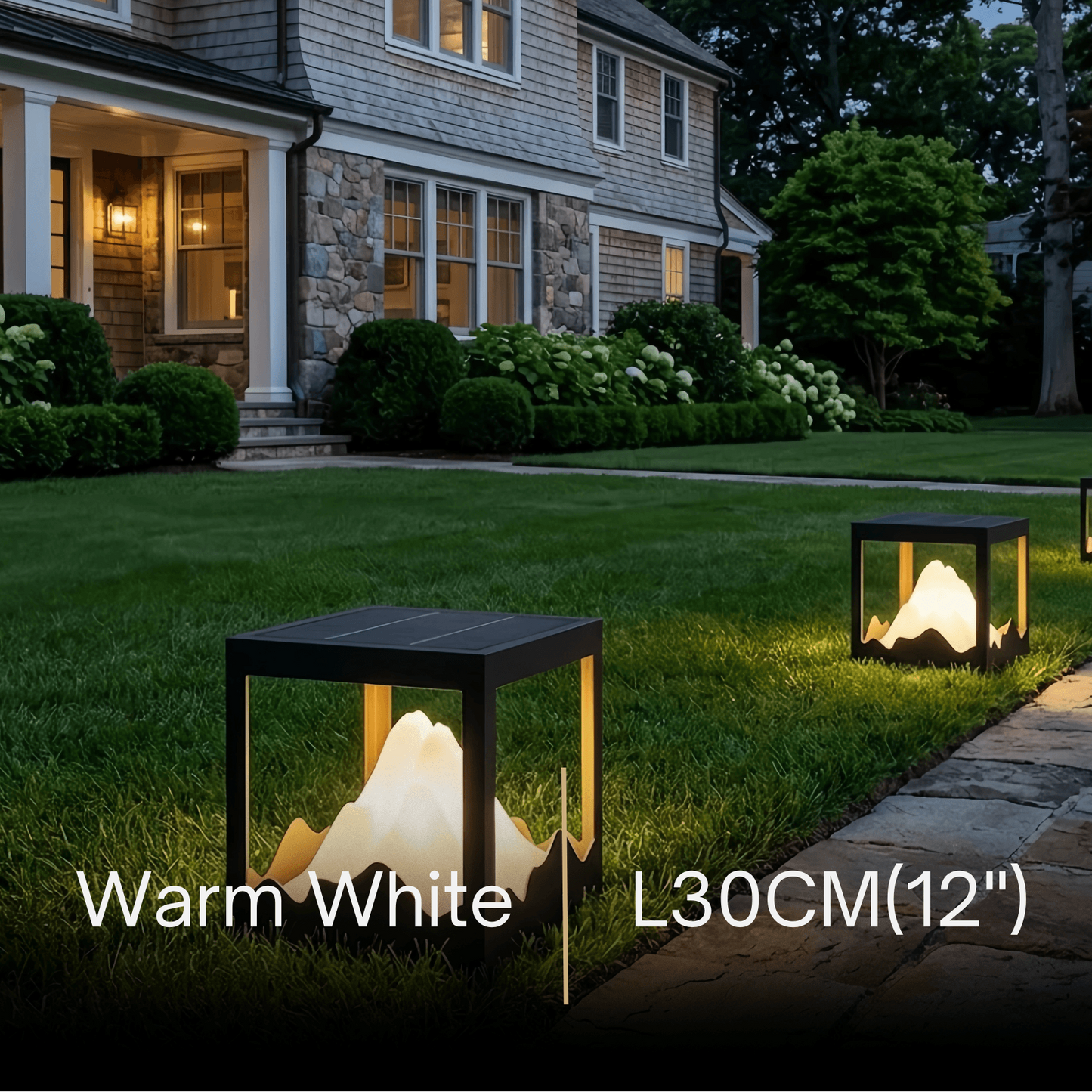 Lunara Designer Metal Outdoor Path Lamp - Black Square Mountain Shape Garden/Pillar Lights