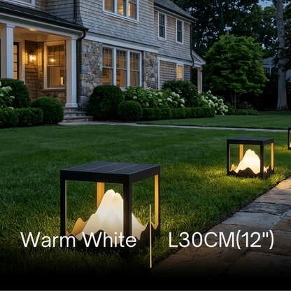 Lunara Designer Metal Outdoor Path Lamp - Black Square Mountain Shape Garden/Pillar Lights