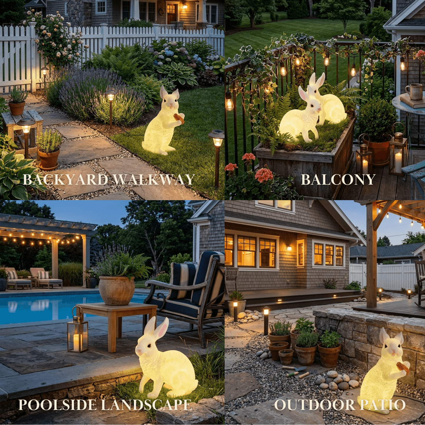 Easter Bunny Outdoor Light – Cute Sitting & Carrot Bunny Garden Lamp