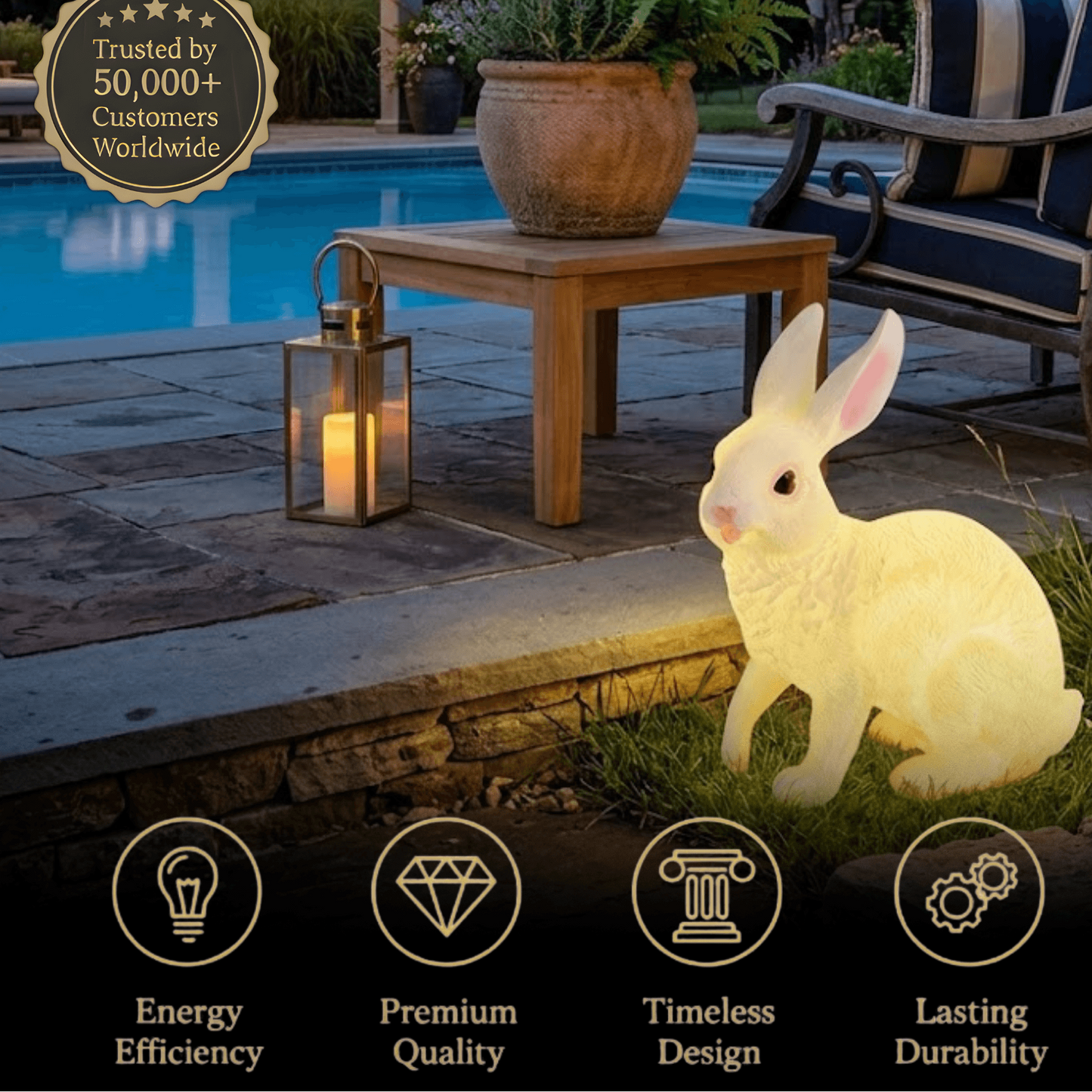 Easter Bunny Outdoor Light – Cute Sitting & Carrot Bunny Garden Lamp