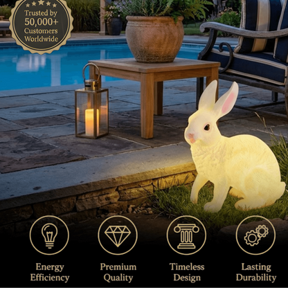 Easter Bunny Outdoor Light – Cute Sitting & Carrot Bunny Garden Lamp
