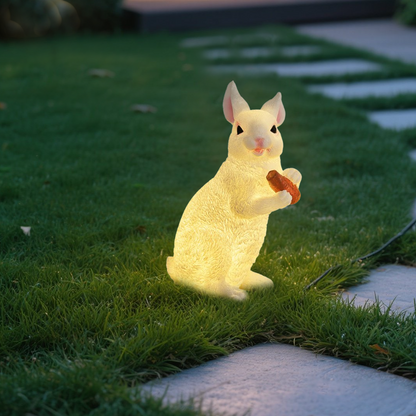 Nuvlight Bunny Outdoor Light – Cute Sitting & Carrot Bunny Garden Lamp