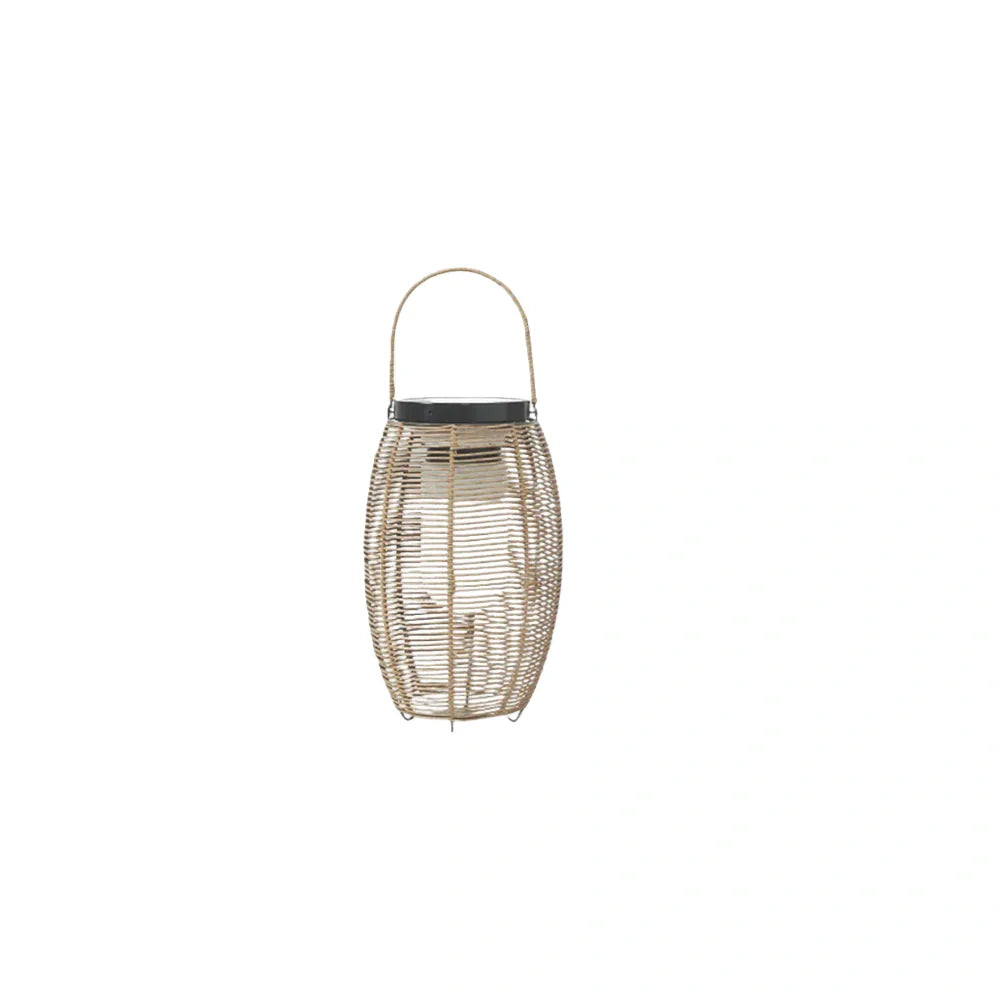 Bamburo Farmhouse Floor Lamp -Metal/Rattan Lantern in Natural Wood Color Garden