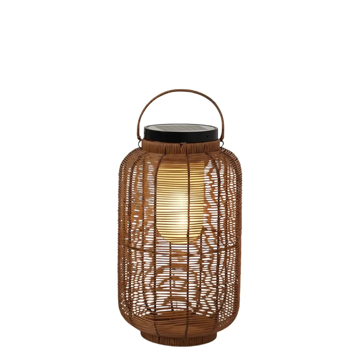 Bamburo Farmhouse Floor Lamp -Metal/Rattan Lantern in Natural Wood Color Garden
