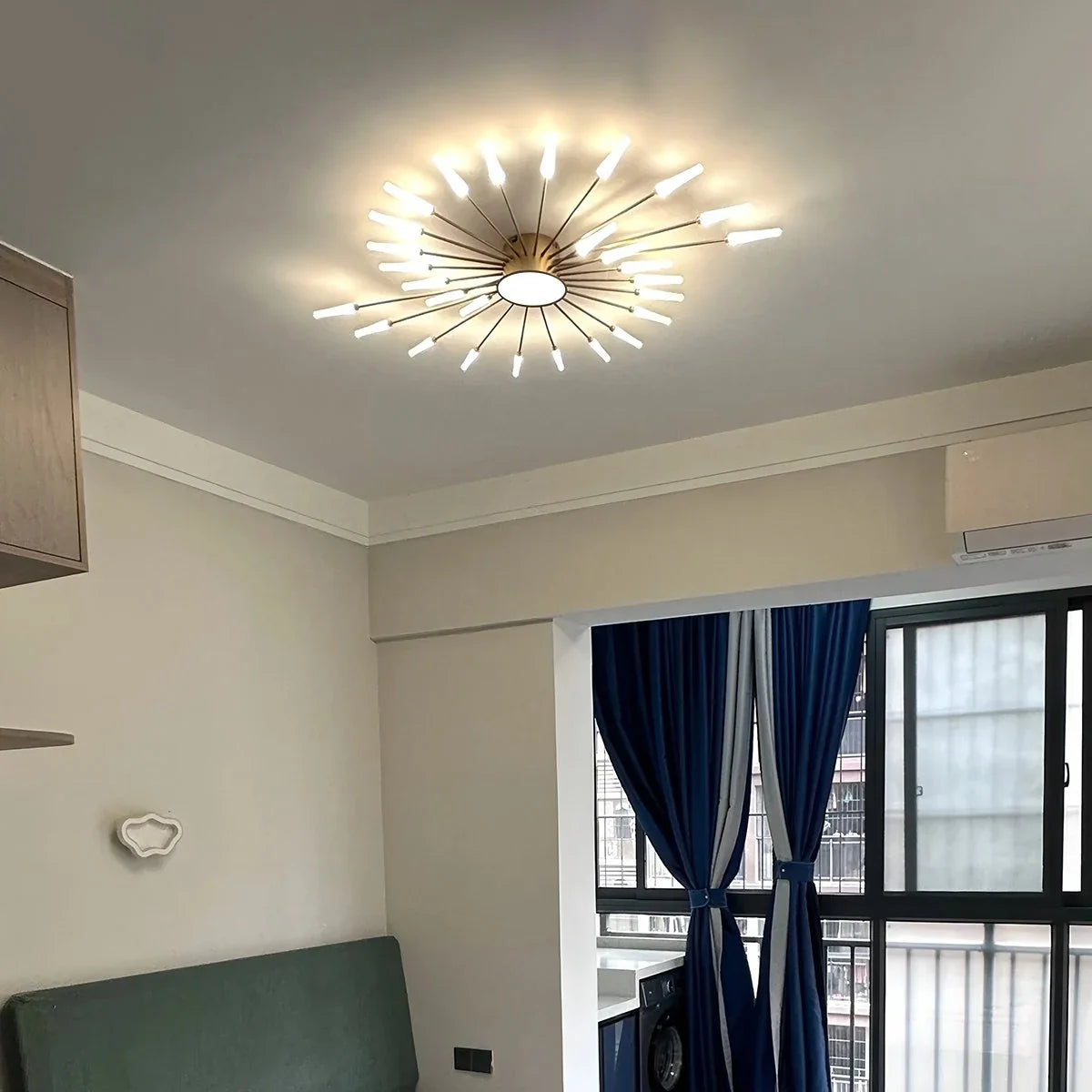 Artistic Fireworks Ceiling Light - Modern Swirl Burst Flush Mount for Living Room