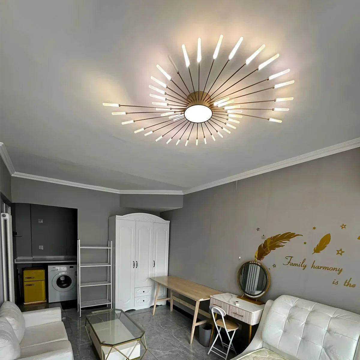 Artistic Fireworks Ceiling Light - Modern Swirl Burst Flush Mount for Living Room