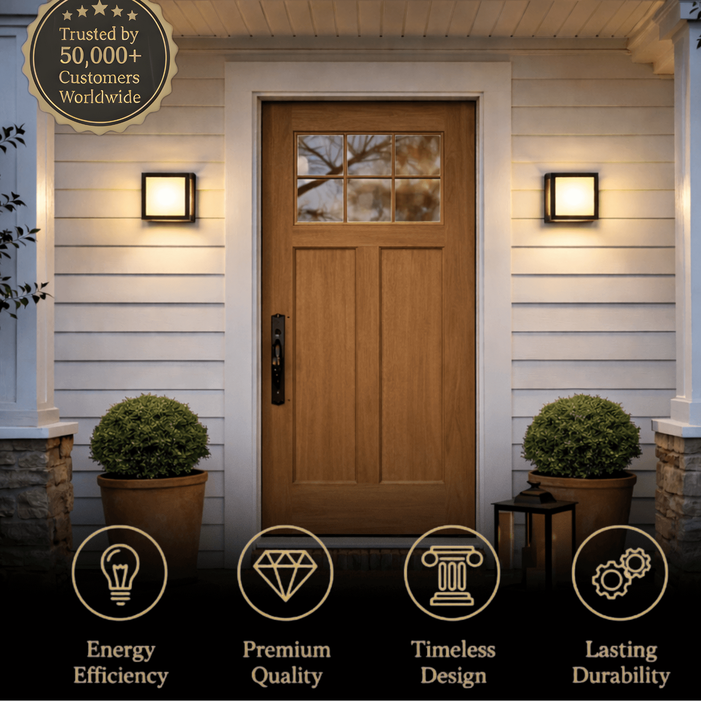 Arcato Geometric Matte Black Outdoor Wall Light – Modern LED Sconce for Patio & Entryway