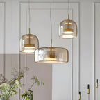 Modern Artisan Glass Pendant - Elegant Hand-Blown Globe Hanging Light for Dining Room