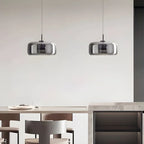 Modern Artisan Glass Pendant - Elegant Hand-Blown Globe Hanging Light for Dining Room