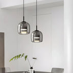 Modern Artisan Glass Pendant - Elegant Hand-Blown Globe Hanging Light for Dining Room