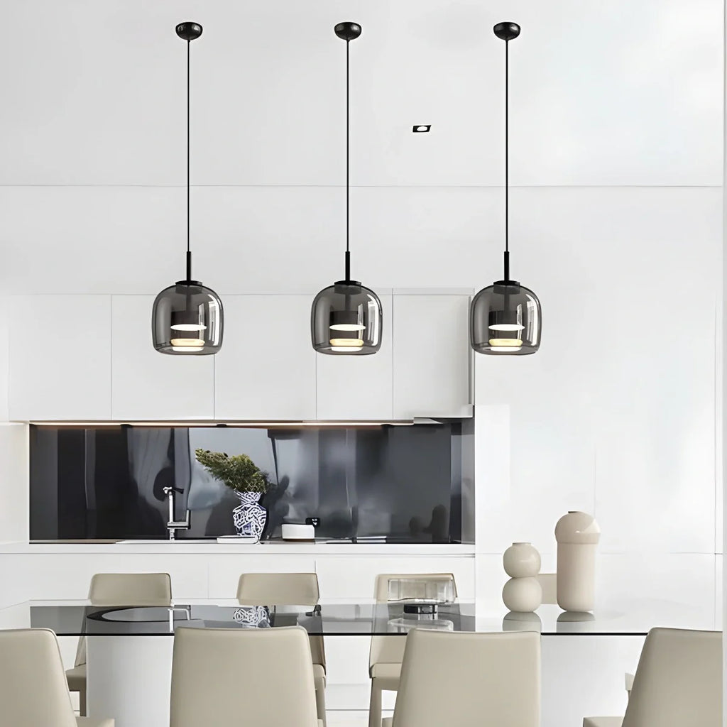 Modern Artisan Glass Pendant - Elegant Hand-Blown Globe Hanging Light for Dining Room