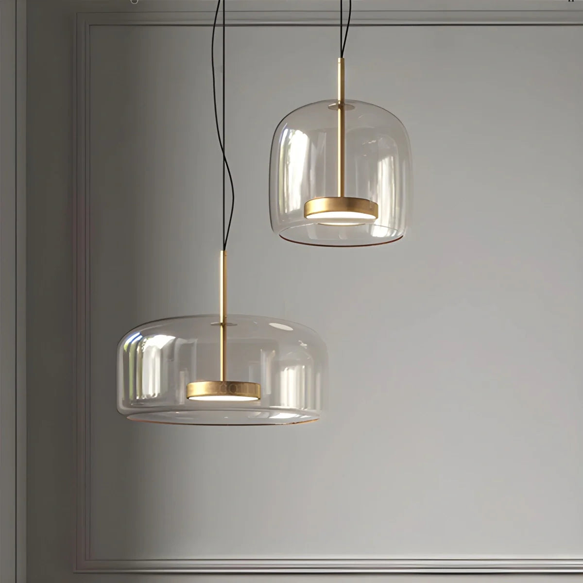 Modern Artisan Glass Pendant - Elegant Hand-Blown Globe Hanging Light for Dining Room