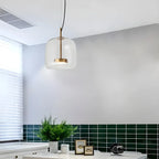 Modern Artisan Glass Pendant - Elegant Hand-Blown Globe Hanging Light for Dining Room