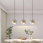 Modern Artisan Glass Pendant - Elegant Hand-Blown Globe Hanging Light for Dining Room