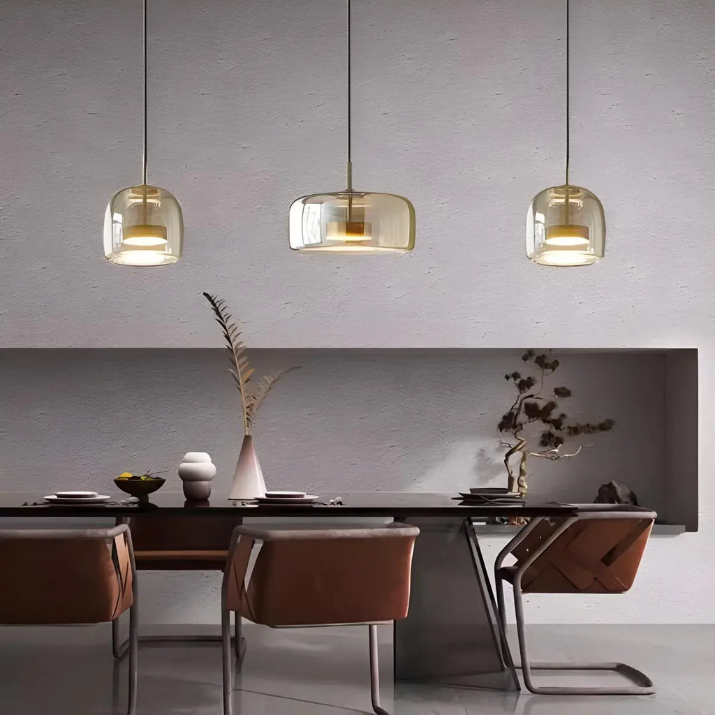 Modern Artisan Glass Pendant - Elegant Hand-Blown Globe Hanging Light for Dining Room