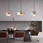Modern Artisan Glass Pendant - Elegant Hand-Blown Globe Hanging Light for Dining Room