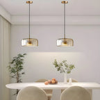 Modern Artisan Glass Pendant - Elegant Hand-Blown Globe Hanging Light for Dining Room