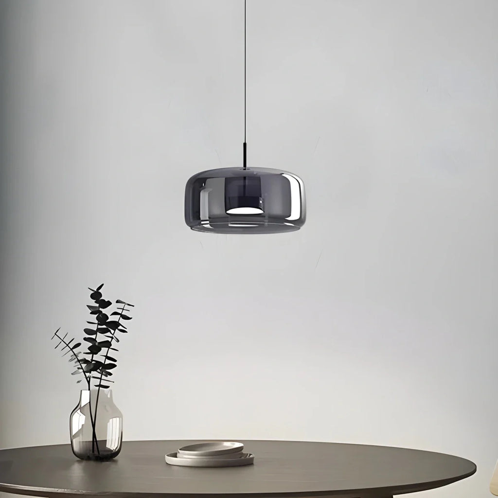 Modern Artisan Glass Pendant - Elegant Hand-Blown Globe Hanging Light for Dining Room