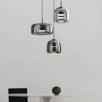 Modern Artisan Glass Pendant - Elegant Hand-Blown Globe Hanging Light for Dining Room