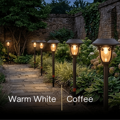 Irondale Industrial Bowl-Shaped Solar Pathway Light – Coffee Metal Outdoor Lamp