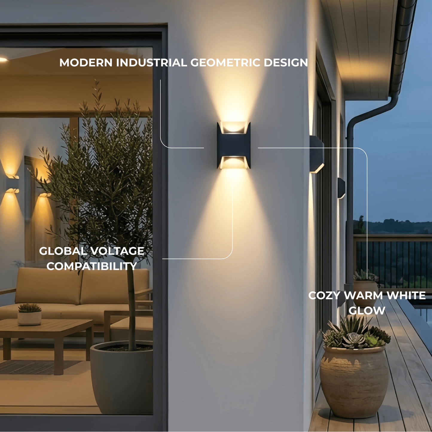 Irondale Industrial Geometric Outdoor Wall Lamp - Black Metal for Garden