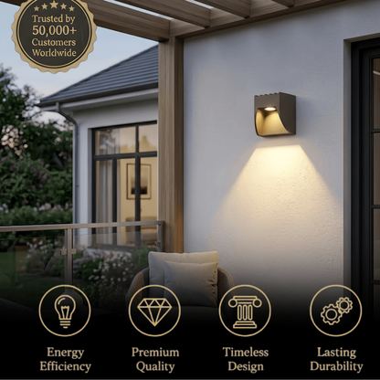 Irondale Industrial Geometric Outdoor Wall Lamp - Black Metal for Garden