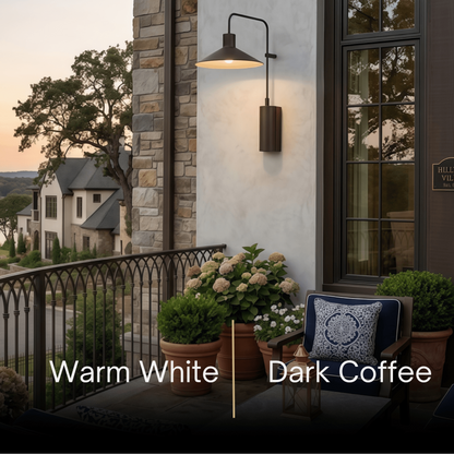 Irondale Industrial Metal Outdoor Wall Lamp - Dark Coffee Wide Cone