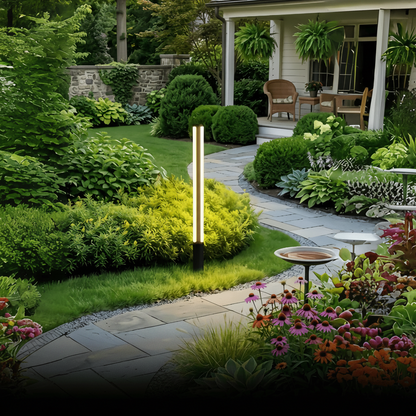 Irondale Industrial Outdoor Pathway Light - Black Metal Cylindrical Design for Courtyard