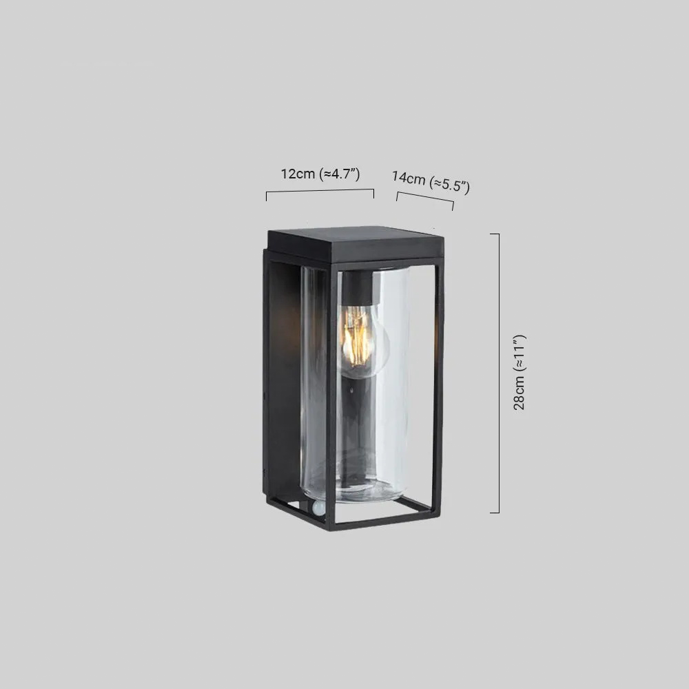 Irondale Modern Rectangular Solar Wall Sconce with Sensor – Black Metal/Glass Outdoor