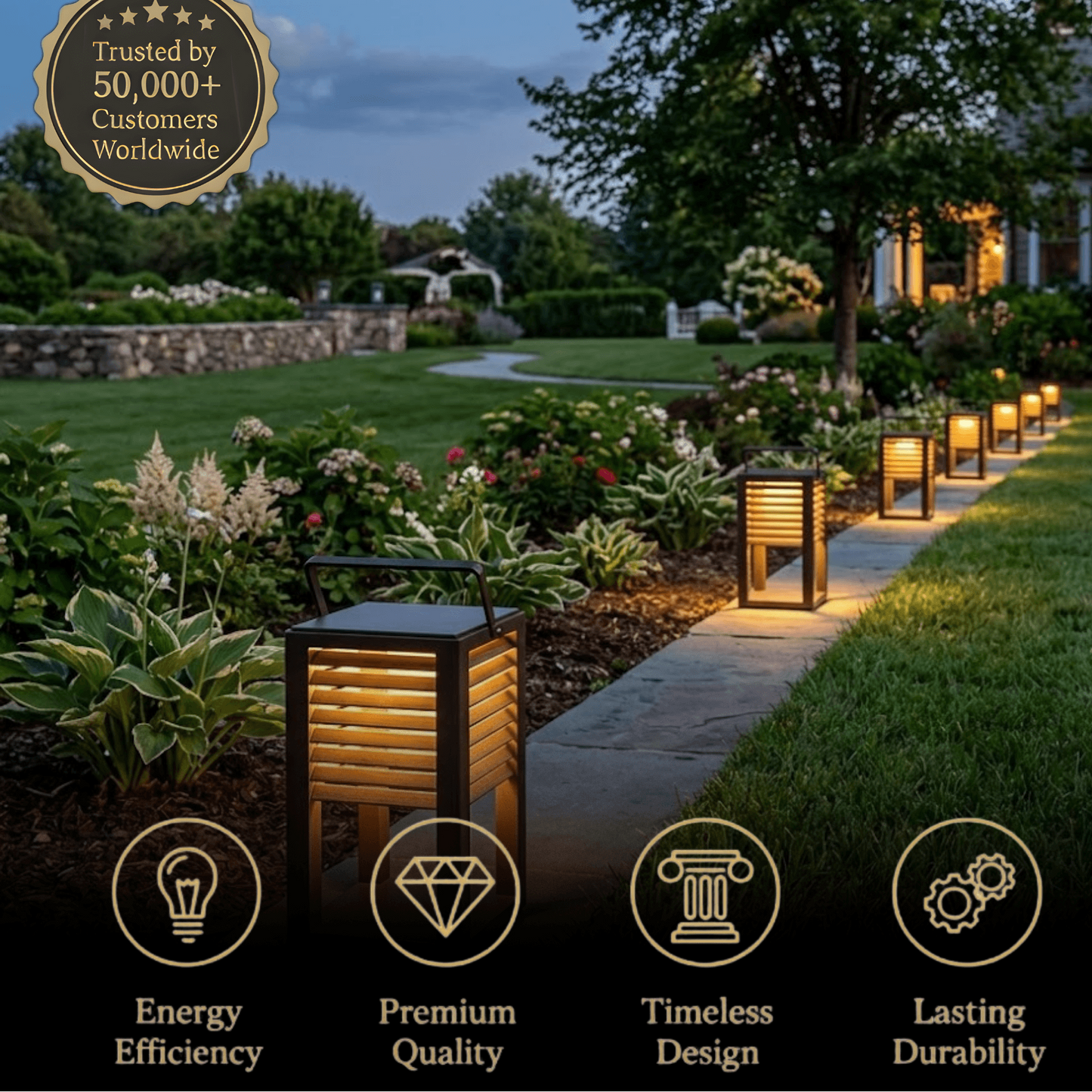 Irondale Modern Solar Outdoor Floor Lamp – Rectangular Black Lantern Light Garden/Patio