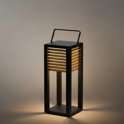 Nuvlight Modern Solar Outdoor Floor Lamp – Rectangular Black Lantern Light Garden/Patio