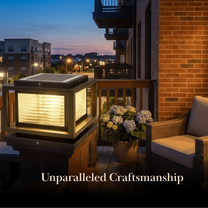 Arcato Modern LED Outdoor Pillar Lights - Black Metal/Glass Solar Rectangular Garden