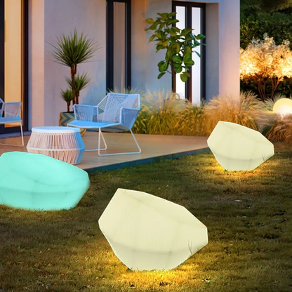 Lunara Art Deco RGB Pathway Light - Rechargeable Rock Design for Outdoor/Garden