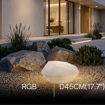 Lunara Art Deco RGB Pathway Light - Rechargeable Rock Design for Outdoor/Garden