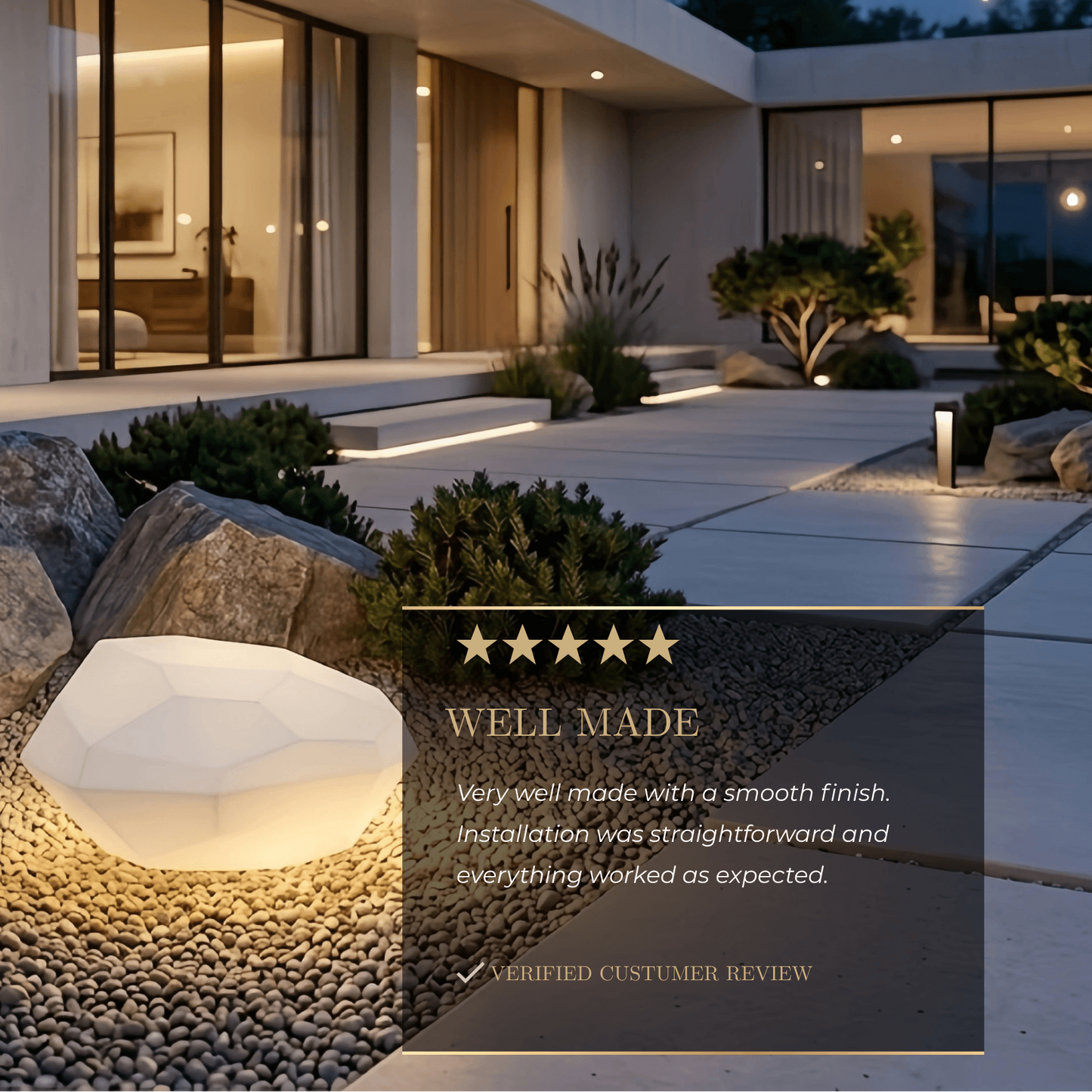 Lunara Art Deco RGB Pathway Light - Rechargeable Rock Design for Outdoor/Garden
