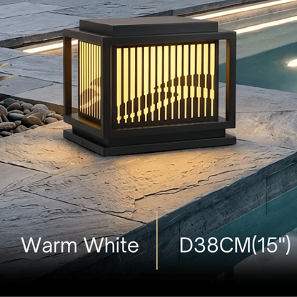Arcato Vintage Metal Outdoor Pillar Light - Black Square for Garden