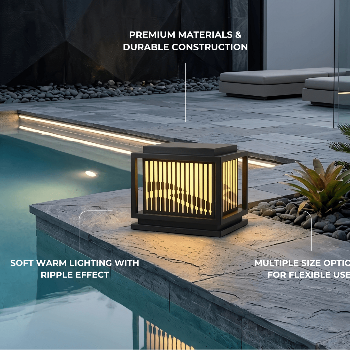 Arcato Vintage Metal Outdoor Pillar Light - Black Square for Garden