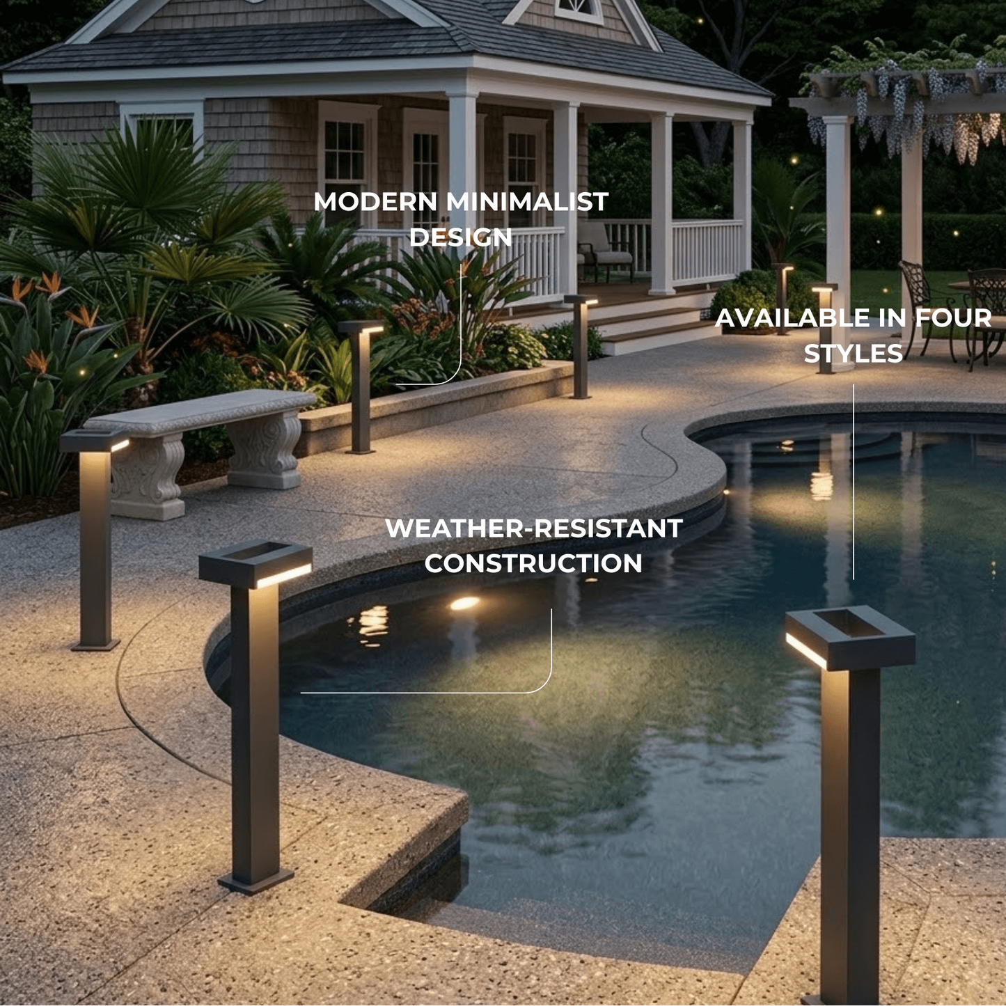 Stellar Minimalist Geometric Pathway Lamp – Black Metal Outdoor Light