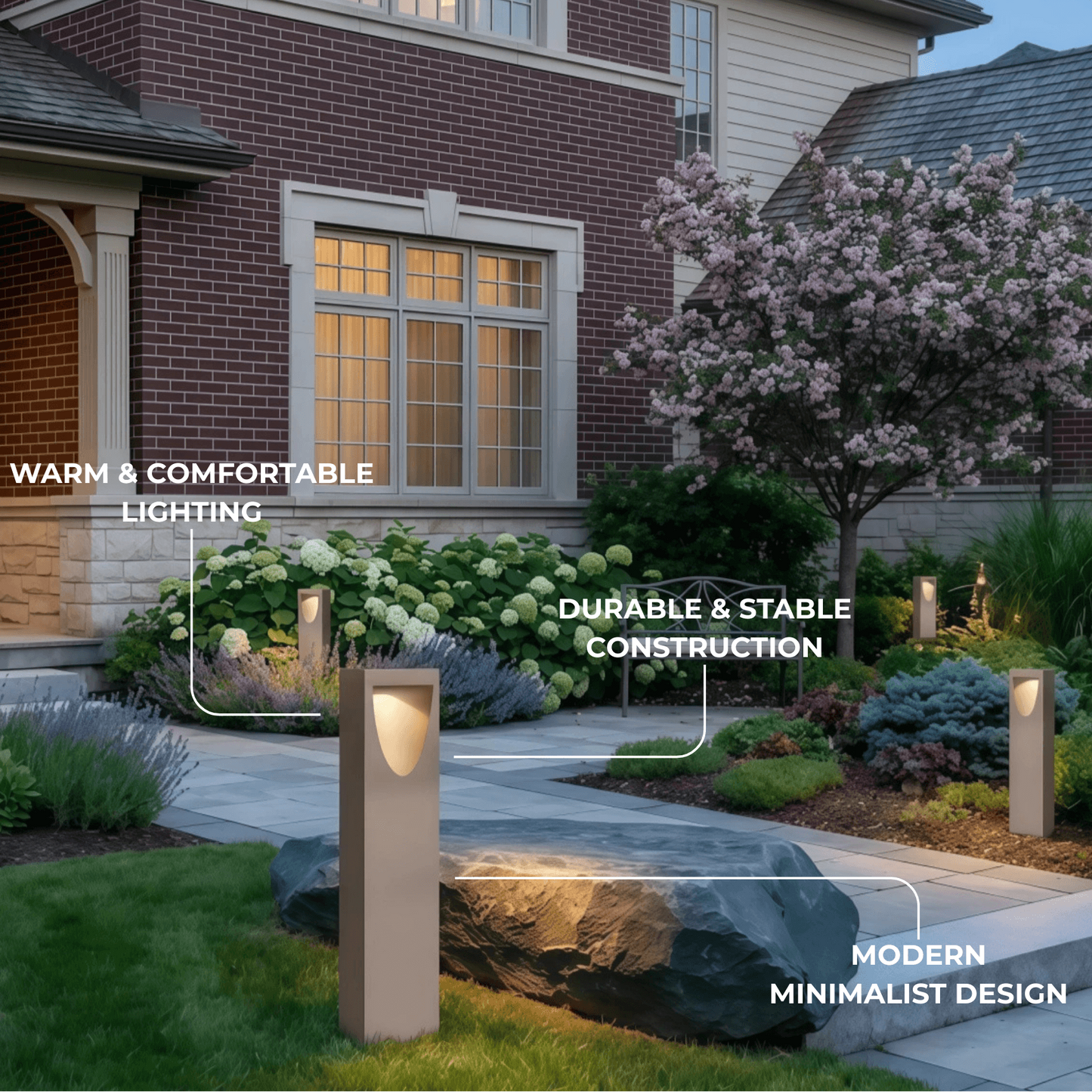 Arcato Minimalist Metal & Stone Path Light - Grey Rectangular for Outdoor