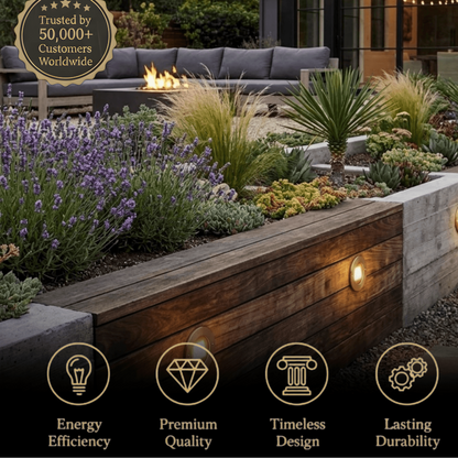 Irondale Minimalist Outdoor Deck Lights - Black Metal & Glass Cylindrical for Stairs