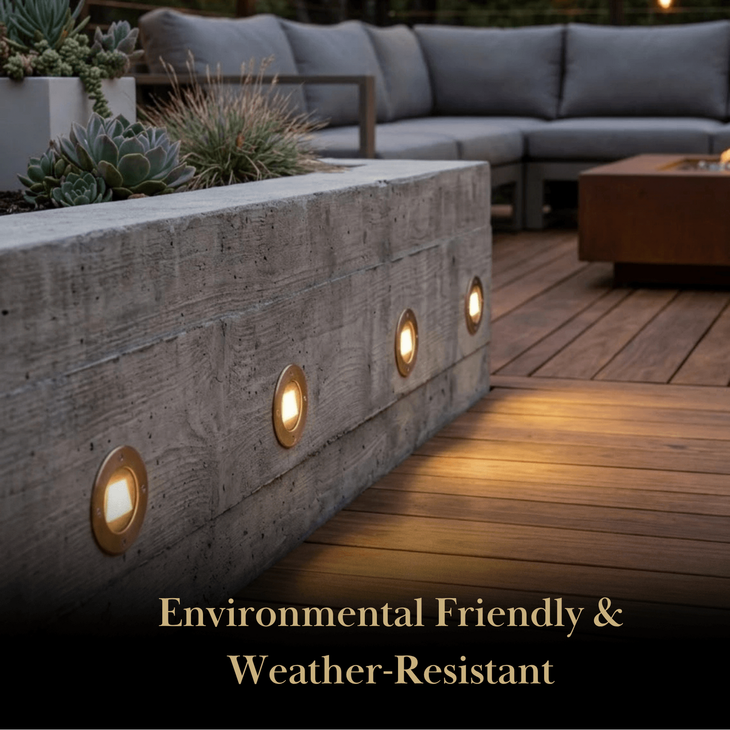 Irondale Minimalist Outdoor Deck Lights - Black Metal & Glass Cylindrical for Stairs