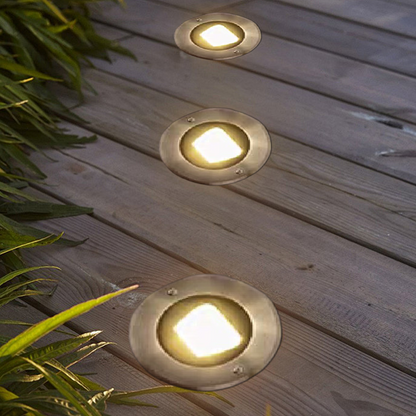 Irondale Minimalist Outdoor Deck Lights - Black Metal & Glass Cylindrical for Stairs