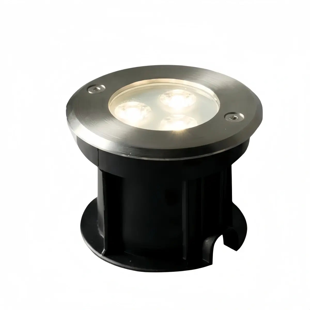 Irondale Minimalist Outdoor Ground Lights - Black Metal & Glass Round Design for Garden
