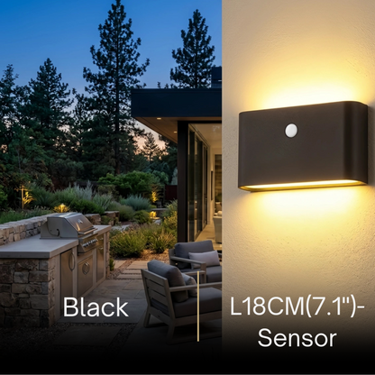 Irondale Minimalist Rectangular Outdoor Wall Lamp - Black Metal for Patio